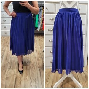 ASOS Blue Pleated Midi Skirt